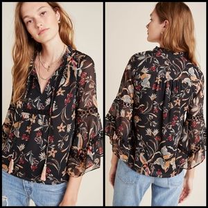 EUC Anthropologie Maeve Odette Floral Peasant Blouse